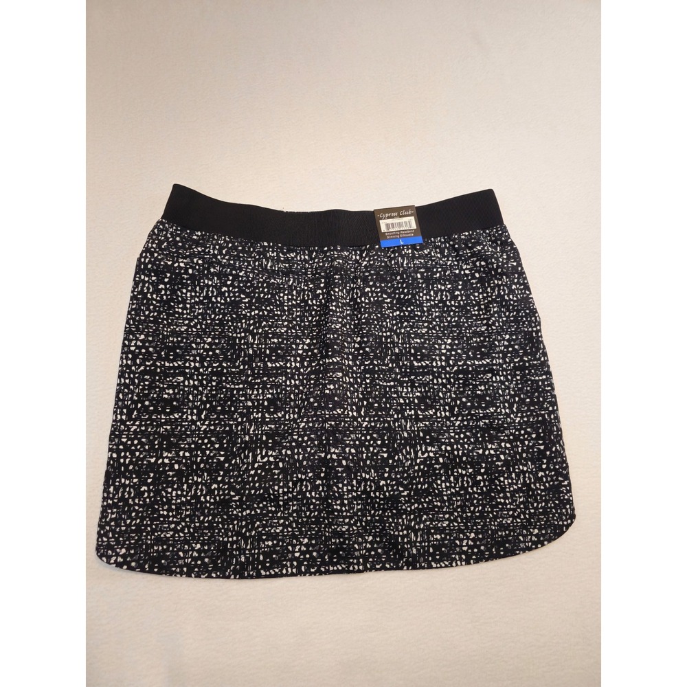 Cypress Club Womens Black White Abstract Print Smoothing Waistband Skort Large